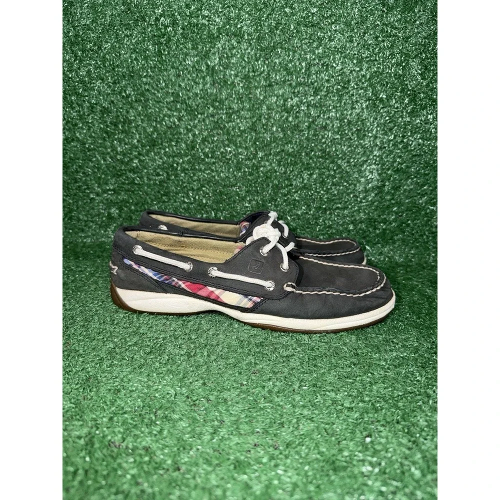 Sperry‎ Top Sider Boat Shoes Women Size 8 Black Leather Slip On Comfort Relaxed